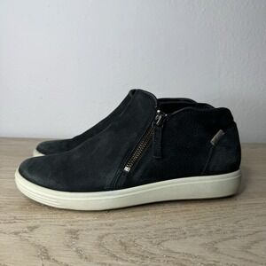 Ecco Soft 7 Black Suede Zip Up Ankle Sneakers Womens Size 8-8.5 US 39 EU